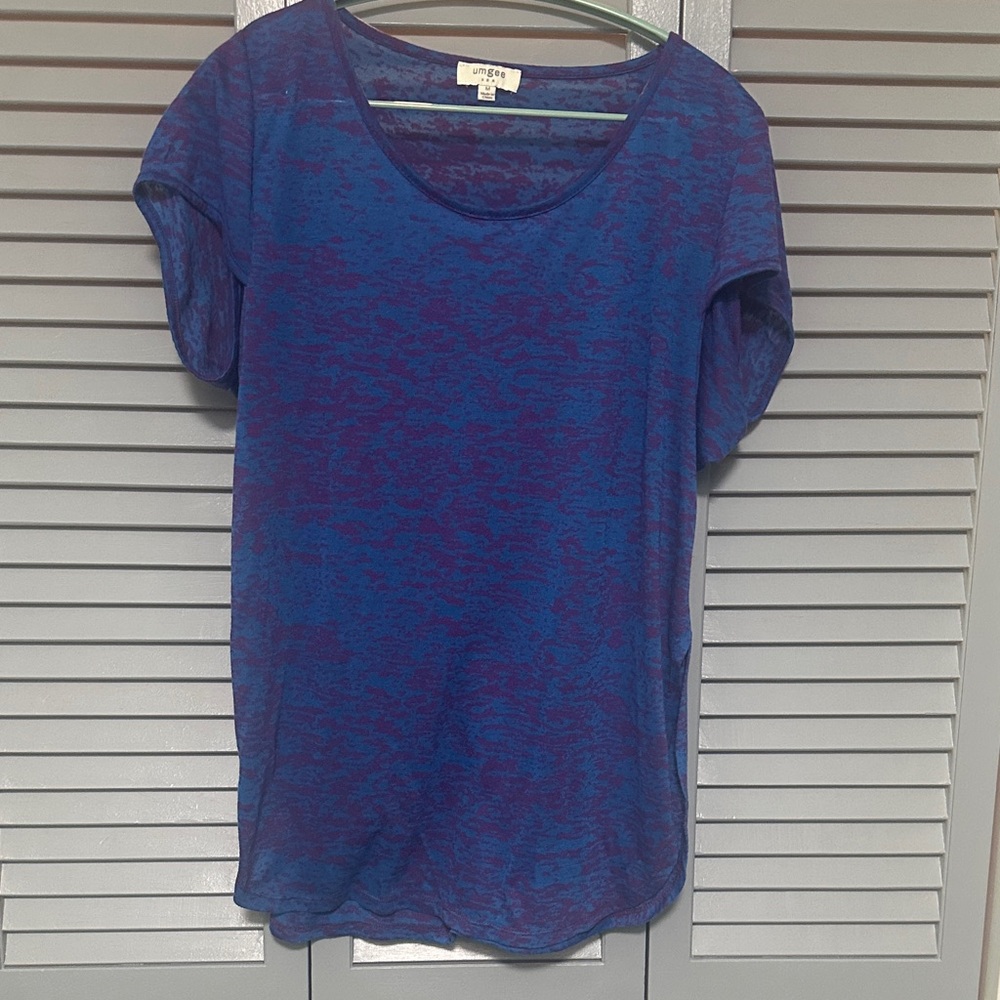 Vibrant Blue and Purple Short Sleeve Top